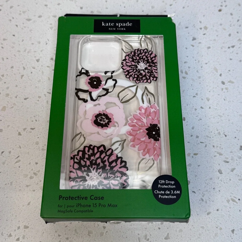 Kate Spade for iPhone 15 Pro Max Case MagSafe Big Flowers Clear Protective Cover